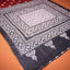 KathaChitra Tussar Silk Saree – Deep Maroon & Charcoal with Geometric Floral Jaal