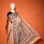 KathaChitra Tussar Silk Saree – Natural Beige with Indigo Ornamental Jaal