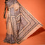 KathaChitra Tussar Silk Saree – Natural Beige with Indigo Ornamental Jaal