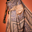 KathaChitra Tussar Silk Saree – Natural Beige with Indigo Ornamental Jaal