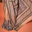 KathaChitra Tussar Silk Saree – Natural Beige with Indigo Ornamental Jaal