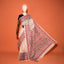 KathaChitra Tussar Silk Saree – Ivory Beige with Crimson Floral Vines