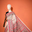 KathaChitra Tussar Silk Saree – Ivory Beige with Crimson Floral Vines