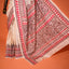 KathaChitra Tussar Silk Saree – Ivory Beige with Crimson Floral Vines