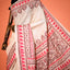 KathaChitra Tussar Silk Saree – Ivory Beige with Crimson Floral Vines