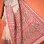 KathaChitra Tussar Silk Saree – Ivory Beige with Crimson Floral Vines