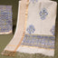 Bela Maheshwari Silk Unstitched Suit Set – Ivory White, Lavender Blue & Soft Yellow