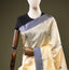 Beige Chanderi Silk Saree – Blue Zari Border