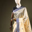 Beige Chanderi Silk Saree – Blue Zari Border