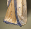 Beige Chanderi Silk Saree – Blue Zari Border