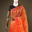 Chanderi Silk Saree – Radiant Tangerine Orange with Handwoven Gold Zari Border &amp; All-Over Butis