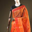 Chanderi Silk Saree – Radiant Tangerine Orange with Handwoven Gold Zari Border &amp; All-Over Butis