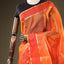 Chanderi Silk Saree – Radiant Tangerine Orange with Handwoven Gold Zari Border &amp; All-Over Butis