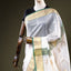 Ivory Chanderi Silk Saree – Gold Zari & Green Border