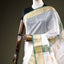 Ivory Chanderi Silk Saree – Gold Zari & Green Border