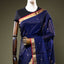 Navy Blue Chanderi Silk Saree – Gold Zari & Red Border