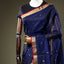 Navy Blue Chanderi Silk Saree – Gold Zari & Red Border
