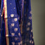 Navy Blue Chanderi Silk Saree – Gold Zari & Red Border