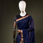 Navy Blue Chanderi Silk Saree – Gold Zari & Red Border