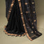 Black Chanderi Silk Saree – Gold Zari Border