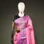 Rose Pink Pure Chanderi Silk Saree – Purple & Silver Zari Border