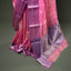 Rose Pink Pure Chanderi Silk Saree – Purple & Silver Zari Border