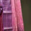 Rose Pink Pure Chanderi Silk Saree – Purple & Silver Zari Border