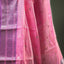 Rose Pink Pure Chanderi Silk Saree – Purple & Silver Zari Border