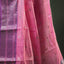 Rose Pink Pure Chanderi Silk Saree – Purple & Silver Zari Border
