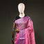 Rose Pink Pure Chanderi Silk Saree – Purple & Silver Zari Border