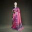 Rose Pink Pure Chanderi Silk Saree – Purple & Silver Zari Border