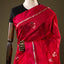 Rani Red Chanderi Silk Saree – Silver Zari Floral Motifs