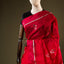Rani Red Chanderi Silk Saree – Silver Zari Floral Motifs