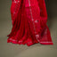 Rani Red Chanderi Silk Saree – Silver Zari Floral Motifs
