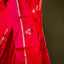 Rani Red Chanderi Silk Saree – Silver Zari Floral Motifs