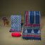 Neel Pushpa Chanderi Silk 3-Piece Suit Set – Indigo Blue & Red