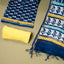 Neel Pushpa Chanderi Silk 3 Piece Unstitched Suit Set – Indigo Blue & Mustard Yellow | PRE-ORDER