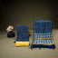 Neel Pushpa Chanderi Silk 3 Piece Unstitched Suit Set – Indigo Blue & Mustard Yellow | PRE-ORDER