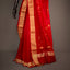 Rani Red Chanderi Silk Saree – Gold Zari Border