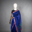 Rangrekha Royal Blue Silk Cotton Jamdani Saree – Crimson-Edged Gold Zari Border