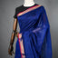 Rangrekha Royal Blue Silk Cotton Jamdani Saree – Crimson-Edged Gold Zari Border