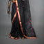 Rangrekha Black Silk Cotton Jamdani Saree – Crimson-Edged Gold Zari Border
