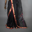 Rangrekha Black Silk Cotton Jamdani Saree – Crimson-Edged Gold Zari Border