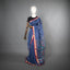 Rangrekha Greyish Blue Silk Cotton Jamdani Saree – Crimson-Edged Gold Zari Border