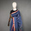 Rangrekha Greyish Blue Silk Cotton Jamdani Saree – Crimson-Edged Gold Zari Border