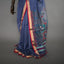 Rangrekha Greyish Blue Silk Cotton Jamdani Saree – Crimson-Edged Gold Zari Border