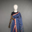 Rangrekha Greyish Blue Silk Cotton Jamdani Saree – Crimson-Edged Gold Zari Border