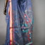 Rangrekha Greyish Blue Silk Cotton Jamdani Saree – Crimson-Edged Gold Zari Border