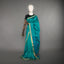 Rangrekha Peacock Teal Silk Cotton Jamdani Saree – Green-Edged Gold Zari Border