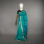 Rangrekha Peacock Teal Silk Cotton Jamdani Saree – Green-Edged Gold Zari Border